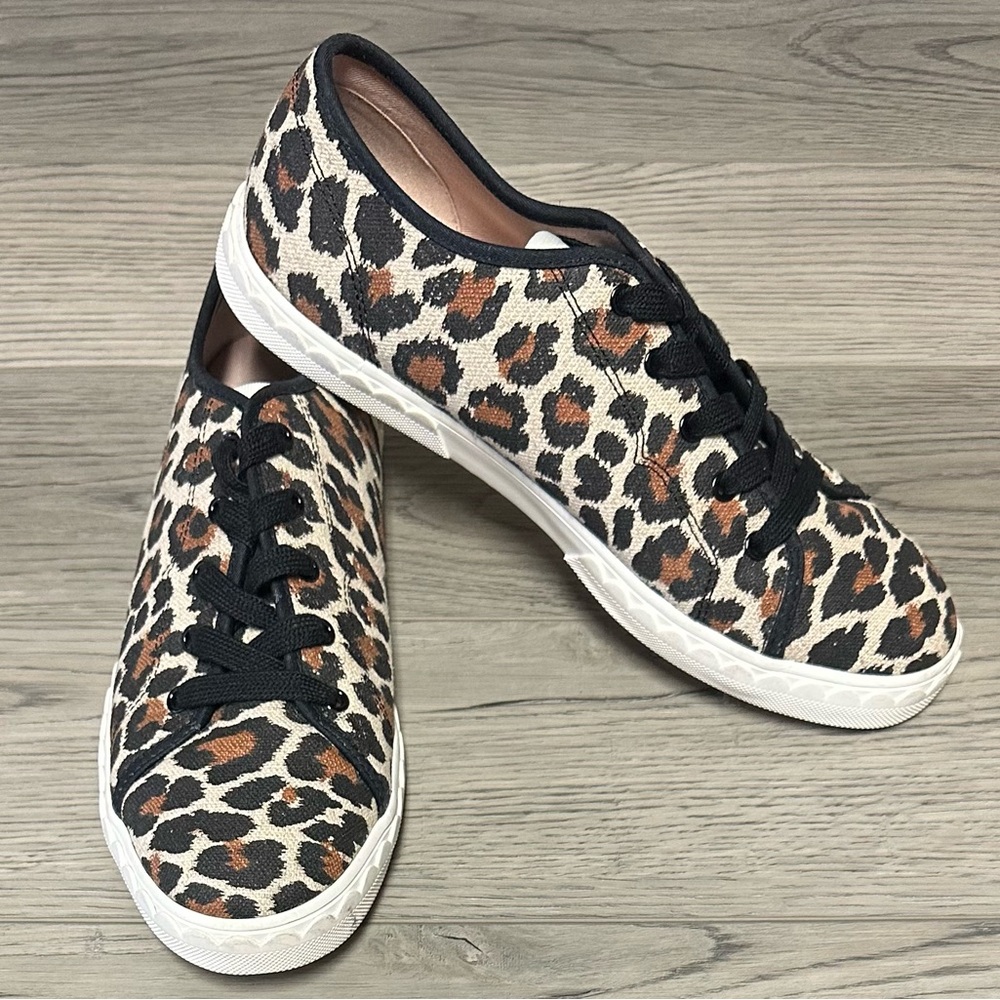 Kate Spade New York Women’s Beige Leopard Print Lace-Up Athletic Sneakers - Picture 2 of 7